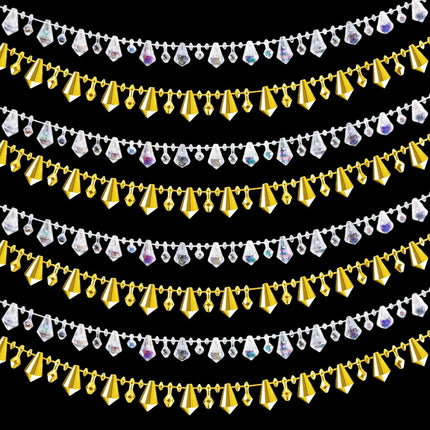 Geetery 100 Feet 3 Rolls Christmas Tree Crystal Beads Garland, Diamond Crystal String Shimmer Bead Garland for Xmas Wedding Party Decoration Crafting (Gold Iridescent Mix)