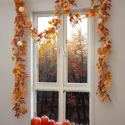 Thanksgiving Decorations - Clycaloor 13FT Fall Garland Maple Leaf, Artificial Autumn Hanging Vine Garland Thanksgiving Decor for Home Wedding Fireplace Party Christmas Halloween