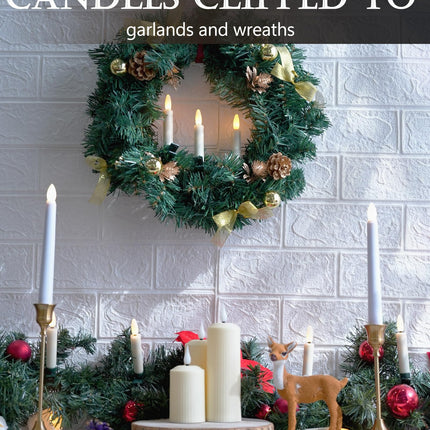 20 PCS Christmas Tree Candles Lights Flickering,Clip on Candle Battery Operated Taper Candle Stick with Timer,Mini Flameless Candles for Wreath Candelabra Waterproof Outdoor