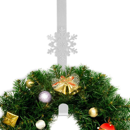 Whaline 3Pcs Christmas Wreath Hanger Over The Door Metal Wreath Hook Star Snowflake Christmas Tree Wreath Holder for Xmas Party Decor Door Wall Home Office, Silver, 15in