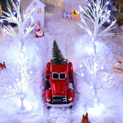 Jetec 5 Pcs Christmas Village Trees with LED Light Christmas Village Accessories White Christmas Tree Artificial Xmas Mini Bare Branch Tree for Winter Christmas Decoration 5.9 Inch 7.9 Inch(Modern)