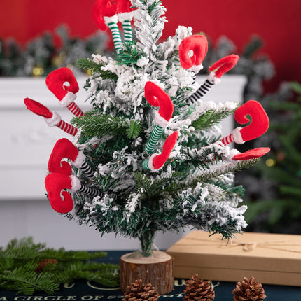 6 PCS Christmas Elf Legs Picks-Elf Feet Tree Ornaments with Fixed Wire-Striped Plush Stuffed Elf Leg Picks for Christmas Tree Party Home Decorations