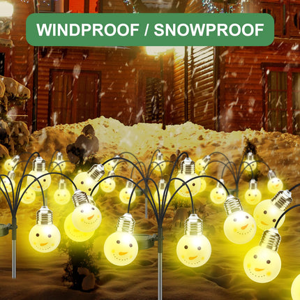 4 Pack Christmas Solar Lights Outdoor Santa Claus Solar Powered Garden Stake Lights Waterproof Xmas Pathway Lights for Holiday Patio Yard Garden Walkway Outside Decorations (Snowman)