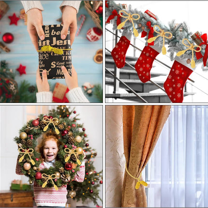 DIYASY Decorative Garland Twist Ties, 12 Pcs Gold Christmas Banister Wraps for Stairs Reusable & Flexible Railing Wraps Home Decorations