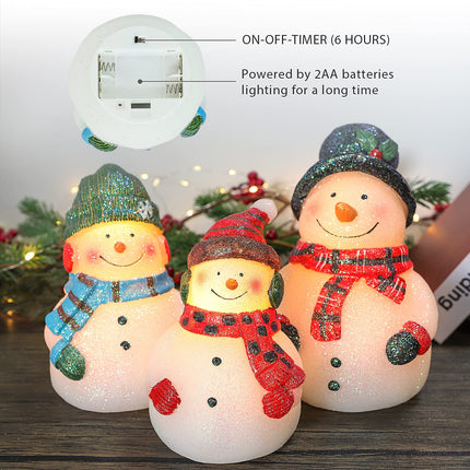 Christmas Flameless Candles, Set of 3 Santa Snowman Real Wax Candles, Battery Operated LED Candles with Remote and Timer for Christmas Tree, Holiday Home Décor (Red)