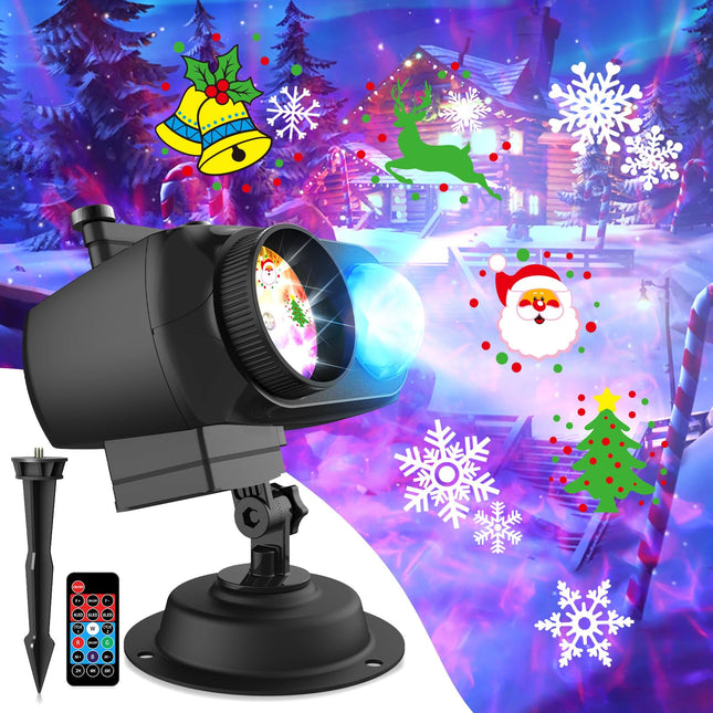 Christmas Projector Lights Outdoor, 2-in-1 100 HD Effects Patterns Christmas Decorations Outdoor Projector W/Remote Control, Snowflake Holiday Projector Light Waterproof IP65 Indoor House Yard Xmas