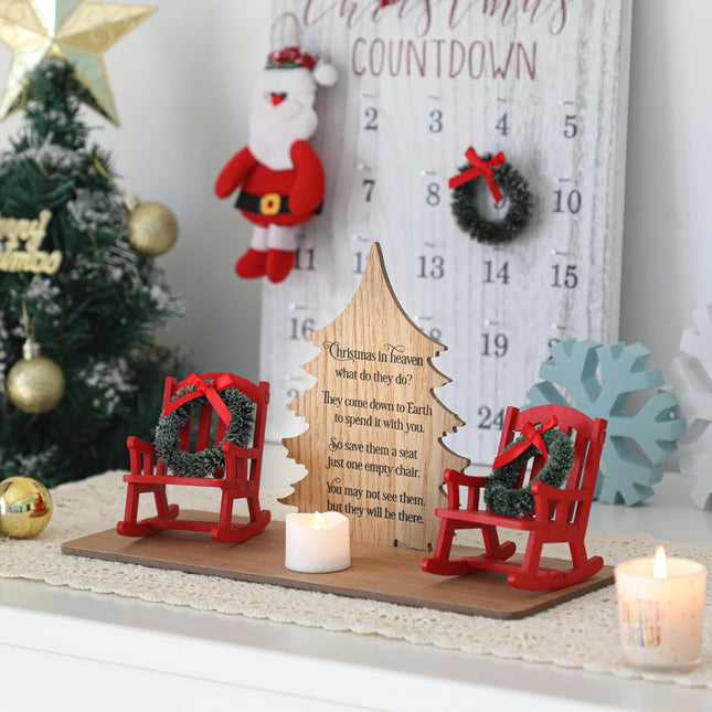 Christmas in Heaven Decoration Christmas Memorial Candle Holders Rocking Chair Ornament Save A Seat Memorial Xmas Decor
