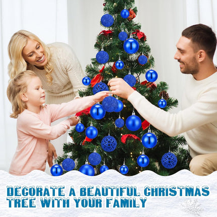 Yunsailing 100 Pcs Christmas Ball Ornaments Decorative Hanging Baubles Set Christmas Balls Xmas Seasonal Decorative Pendants for Christmas Tree Holiday Wedding Party Decorations (Blue)