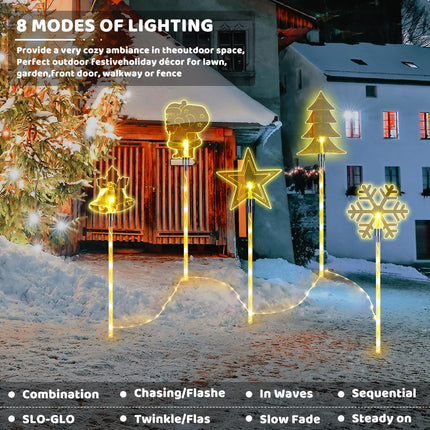 10 Pack Christmas Landscape Lights Outdoor Decorations, Snowflakes Waterproof Pathway Lights with Stakes, LED Night Lights for Outside Yard, Lawn, Patio, Walkway, Holiday Party Wedding Decor (Tree)