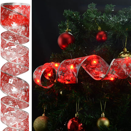 Christmas Decorations - 2.5Inch x 66Ft 200 Led Christmas Tree Ribbon Lights with 8 Lighting Modes, Battery Operated & USB Powered Fairy String Lights with Timer for Xmas Tree Decor