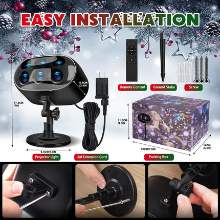 Christmas Snowflake Lights, d Christmas Projector Lights Outdoor, Christmas Yard Decorations Outdoor, Waterproof LED Snowfall Projector Lights for Xmas Holiday Party Wedding Garden Patio
