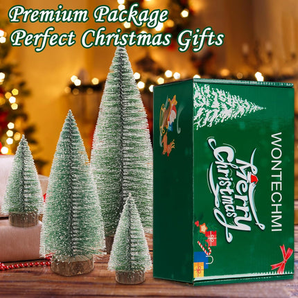 Mini Christmas Trees 6pcs, Small Bottle Brush Trees, Artificial Tabletop Christmas Tree Decorations for Indoor, Office, Outdoor, Home Room, Table, Party Decor