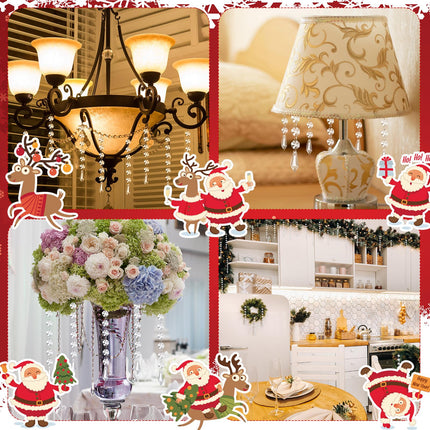 Nuenen 100 Pcs Christmas Hanging Crystals for Centerpieces Chandelier Clear Crystal Garland Strands Ornament Acrylic Clear Beads Prisms Pendant for Christmas Tree Window Home Decoration(Icicle)