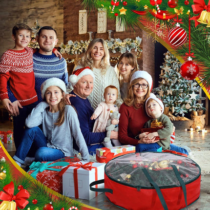 Shappy 12 Pcs Christmas Wreath Storage Bag Clear Wreath Box Wreath Storage Containers with Clear Window and Handle Christmas Garland Storage Containers for Xmas Holiday Seasonal Storage (24 Inch)