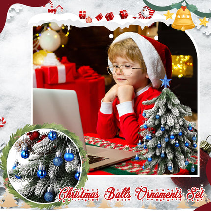 25 Pcs Mini Christmas Balls Ornaments Set Christmas Tree Decoration 0.79 Inch Christmas Ball Christmas Tree Topper Star Xmas Tree Hanging Ornaments for Party Decoration(Blue)