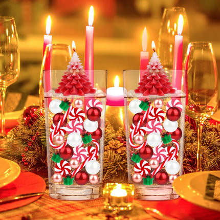 VIDELLY 6065PCS Christmas Floating Vase Filler Set, Clear Beads Pearls Candy Canes Christmas Stocking Stuffers Decorations for Vase Filler Table Centerpieces Party Home Decor