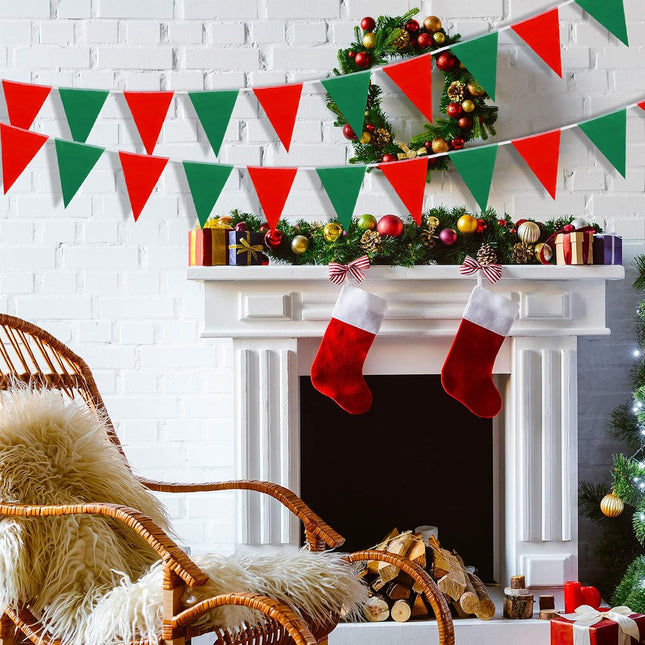 165 ft Christmas Pennant Banner Christmas Decorations Party Decoration Red and Green Pennant Banner Triangle Flag Banner for Christmas Outdoor Indoor Decoration Birthday Party