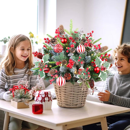 36 PCS Artificial Christmas Pine Picks Christmas Berries Artificial Stem with Pinecones Apples Bells Christmas Flower Picks for Christmas Tree Wreath Arrangement Winter Holiday Decor