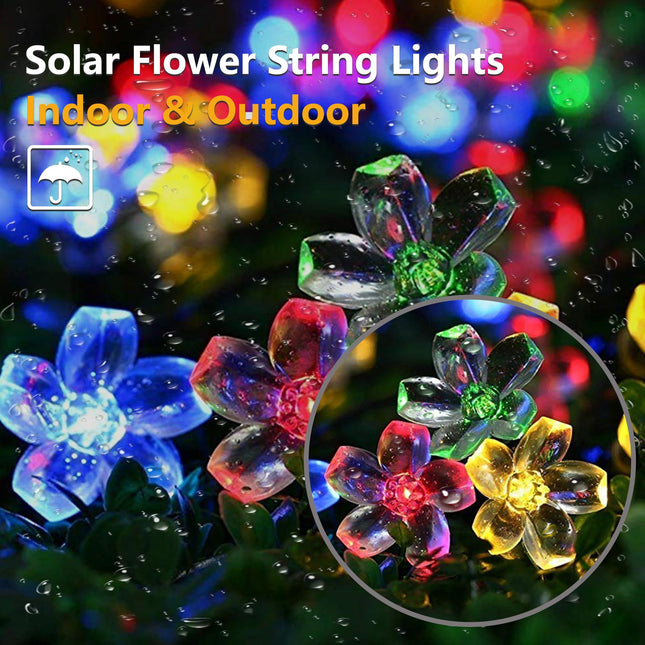 Solar String Lights for Outside,50 LED Solar Flower String Lights Outdoor Waterproof,Solar Powered Outdoor Decorative String Lights for Yard,Lawn,Fence,Flower Garden,Christmas Tree(Multi-Colored)