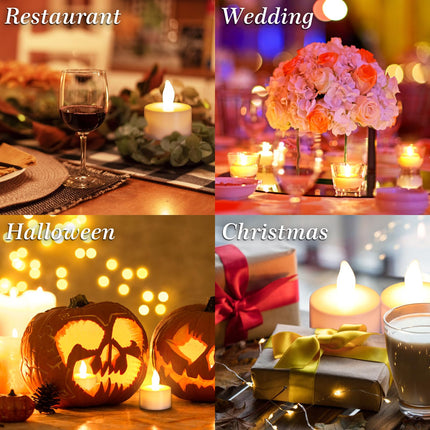 Rechargeable Tea Lights Flameless Candles,Flickering Votive Candle with Remote Timer,Battery Operated LED Tea Lights Candles,Halloween,Christmas,Home,Wedding,Table Decoration 6P