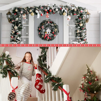 Dingion 15 Feet Peppermint Christmas Tree Bead Garlands Christmas Candy Cane Garlands Christmas Tree Balls Ornaments Xmas Tree Beads for holiday Fireplace Party Decorations (Vivid Ball)