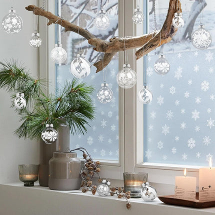 36PCS White Christmas Ball Ornaments Clear Large Shatterproof Plastic Christmas Ornaments Hanging Christmas Tree Decorations Glitter Set for Xmas Party Home Holiday Decor in 6 Styles