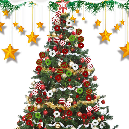 6 Pcs Christmas Tree Picks Candy and Lollipop Pick for Holiday Christmas Tree Decoration Striped Glitter Ornament for Xmas Tree Topper Party Decorations