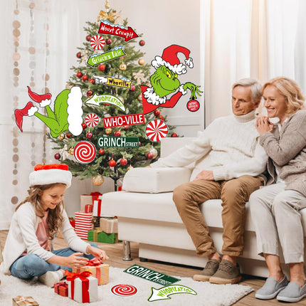 12 PCS Christmas Tree Topper,Funny Christmas Tree Ornaments Head/Legs/Signs,Christmas Decorations for Tree Home
