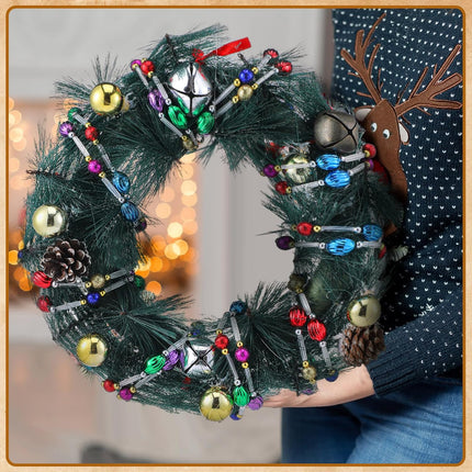 Highergo 16ft Christmas Tree Bead Garland Retro Bead Garland Candy Bead Garland Christmas Beaded Garland for Tree Party Supplies Staircase Fireplace Hanging Ornaments(Multicolor,Circle and Ellipse)