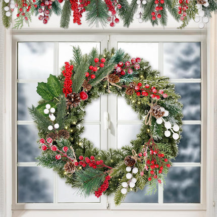 Artificial Christmas Picks for Floral Arrangement, 10 Pack Wreath & Holiday Decor - Red Berry, Pinecone, Frosted Cedar & Holly Leaves Winter Greenery