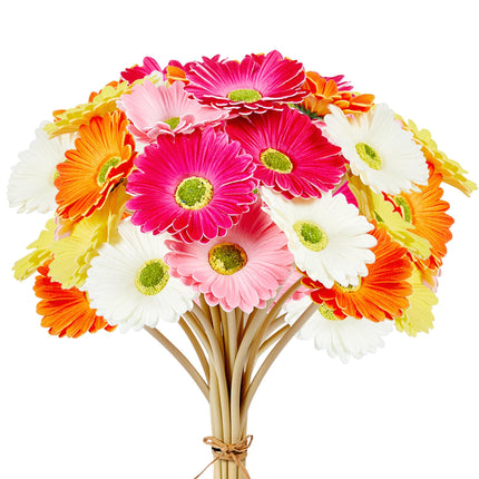 15 Pieces Artificial Gerbera Daisy Flowers Fake Mums Daisies Flower 15 Inch Artificial Gerber Daisies for Wedding Party Home Kitchen Decor