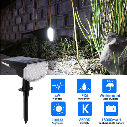 E ENERGETIC LIGHTING Solar Lights Outdoor Waterproof IP68, 4 Lighting Modes Solar Powered Garden Yard Spot Solar Lights for Christmas Outside Landscape- 4 Pack (Daylight)