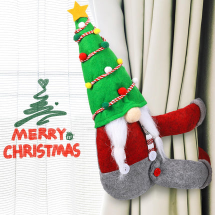 Capoda 2 Pieces Christmas Tree Topper 14 Inch Mr and Mrs Gnomes Tree Topper Plush Doll Treetop Decorations Christmas Curtain Buckle Xmas Curtain Fastener for Holiday Christmas Tree Decor