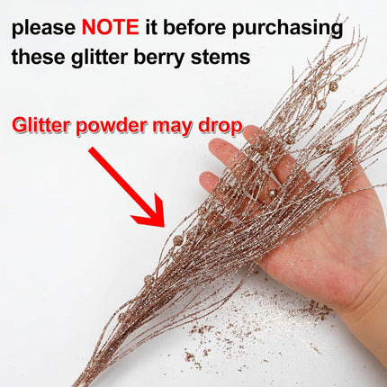 SUPREME XMAS 30 Pack Artificial Glitter Berry Stem Ornaments, Silver Christmas Twigs Branches Picks Ornaments Set for Xmas Tree Decorations Wreath Vases Fireplace Holiday Wedding Party Home Decor