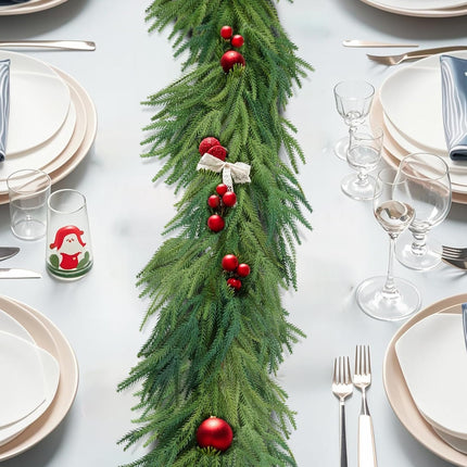 Christmas Garland, Norfolk Pine Garland Artificial Faux Greenery Garland for Holiday Christmas Decorations Indoor Mantle