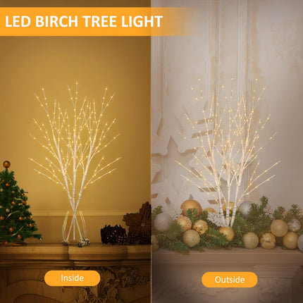 Bexdir Lighted Birch White Branches for Vase 33IN 180LED with Timer Plug in, Artificial Tree White Birch Twig for Christmas Home Decor Party Wedding Bedroom