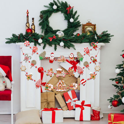 Blulu Christmas Garlands Christmas Banners Gingerbread Christmas Decorations Candy Garland Ornaments for Christmas Tree Home Kitchen Wall Decor (Candy,9 ft)