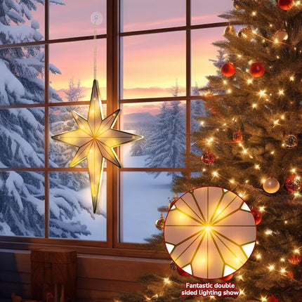 VIHOSE 17'' Bethlehem Star Christmas Light Christmas Silhouette Window Light LED Bethlehem Star Christmas Tree Wreath Decorations Accessories Hanging Ornaments for Home Yard Wall Outdoor