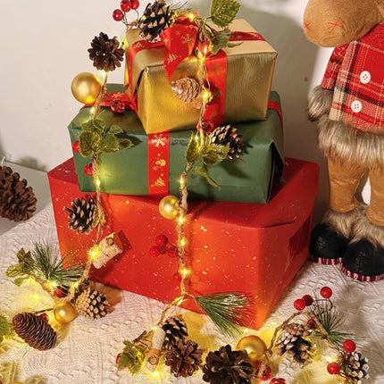 Christmas Garland with Lights 16.4FT 150 LED Christmas Wreath Lights 8 Modes Pine Cone Battery Operated Fairy Lights with Remote USB Twinkle Lights for Christmas Tree Mantle Stairs Table Door Decor