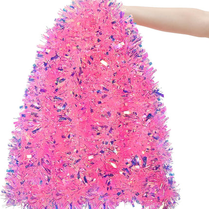 33FT Pink Christmas Tinsel Garland Metallic Tinsel Twist Garland Glitter Foil Garland for Xmas Tree Decoration Wedding Party Supplies