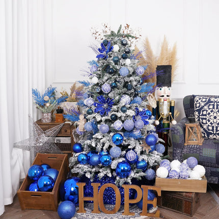 Sunshine Shiny Christmas Ball Ornaments,Giant Hanging Christmas Tree Ornament Decorations for Holiday, Extra Large Shatterproof Retro Mercury Balls Set (Blue, 6inch)