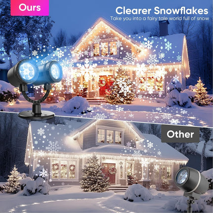 Snowflake Projector Lights Outdoor, 2.0 HD Dynamic Christmas Projector Lights Outdoor, IP65 Waterproof Snow Projection Light for Xmas, Holiday, Wedding, Party, Home, Garden Landscape
