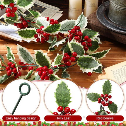 Lyrow 6 Pieces 6 ft Red Berry Christmas Garland Decoration Artificial Berry Garland Flexible Christmas Faux Garland for Outdoor Indoor Tree Fireplace Mantle Door Table Home Winter Holiday Farmhouse