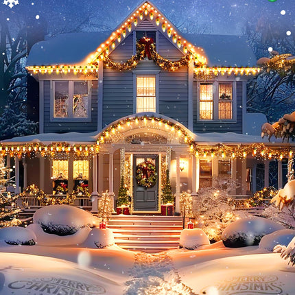 C7 LED Warm White Christmas Lights Outdoor, 100FT Christmas String Lights with 100 Plastic Bulbs, Traditional Hanging Holiday Lights for Christmas Tree Patio Fence Roofline Xmas Decorations