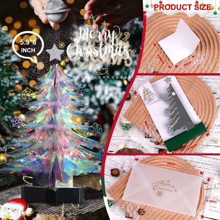 Hatisan Pop Up Christmas Tree, 7.87 inch Small Christmas Tree 3D Pop Up Card Trees with Christmas Card and Envelope for Christmas Decorations s