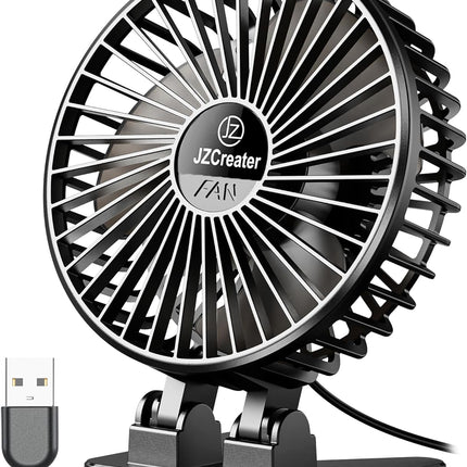 Jzcreater Usb Desk Fan, Mini Fan Portable, 3 Speeds Desktop Table Cooling Fan, Plug In Power Fan, Rotation Strong Wind, Quiet