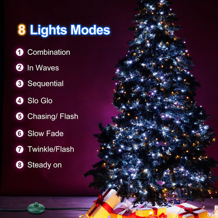 Power Cord 8ft with 8 Lights Modes Foot Switch for Christmas Tree Foot Switch Extension Cord Lights Raintight Plug Compatible Replacement for LED String Light X-Mas Tree (1/2inch, 1)