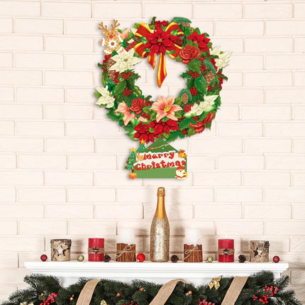 16 inch Airpark Paper Pop Up Christmas Wreath, Cards, Greeting Cards, Flower Cards, 3D Winter Joy Floral Wreath, Life Sized Reusable Christmas Decoration for Xmas Party & Home Decor