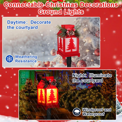 Christmas Pathway Markers Lights Waterproof Garden Stake Lights Connectable Christmas Decorations Ground Lights, 7 ft Total, Landscape Path Lights for Outdoor Walkway Patio(Christmas Tree)