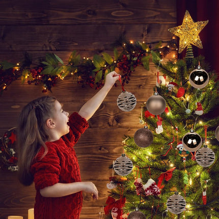 3.15" Christmas Ball Ornaments Brown 12 Pcs Shatterproof Christmas Tree Decorations Xmas Tree Medium Christmas Ornaments Balls with Hanging Loop for Halloween Wedding Holiday Party Wreath Home Decor